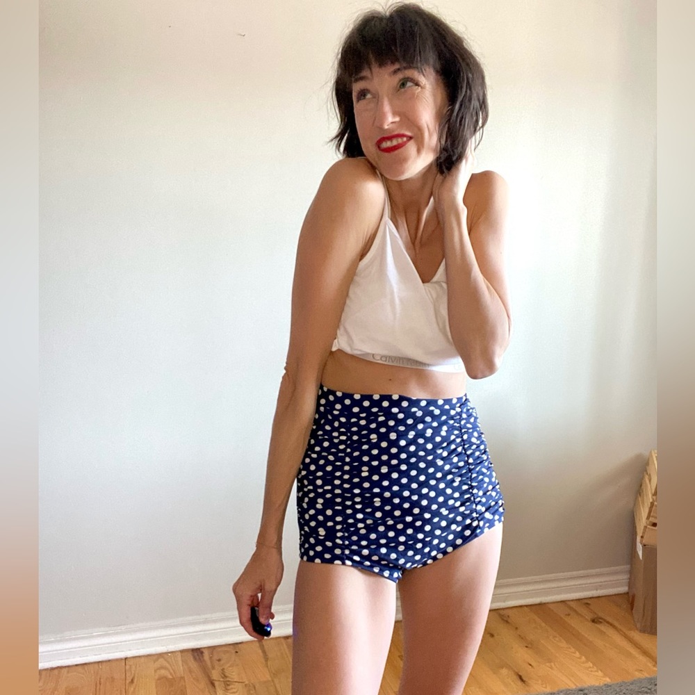 Retro High-waisted Polka Dot Bathing Suit Bottoms